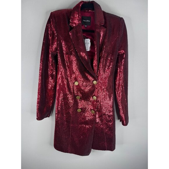 NWT RETROFÊTE Selena Red Sequined Tailored Jacket Dress Mini Size XS Holiday - Picture 4 of 8